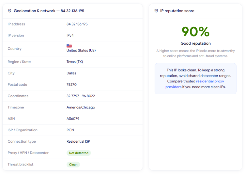 anyip review - ip lookup results on ipfighter