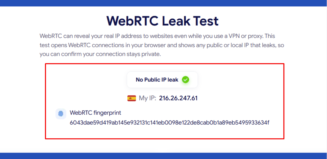 how to know if you have a webrtc leak - review the overview badge