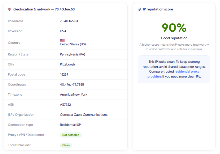 anonymous proxies review - ip lookup results