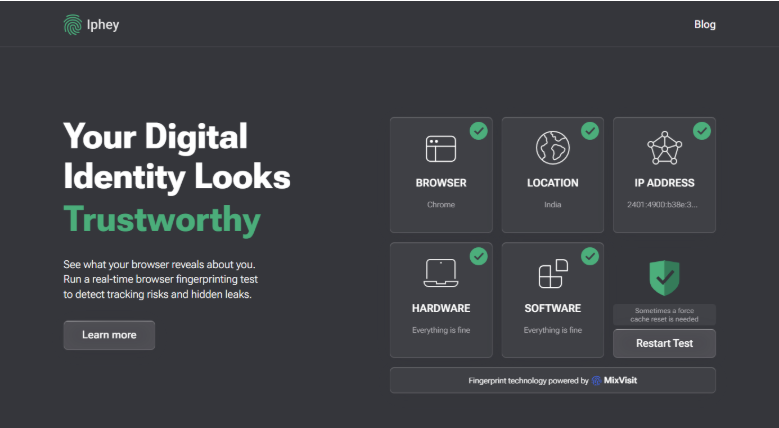 browser fingerprint testing tools - iphey