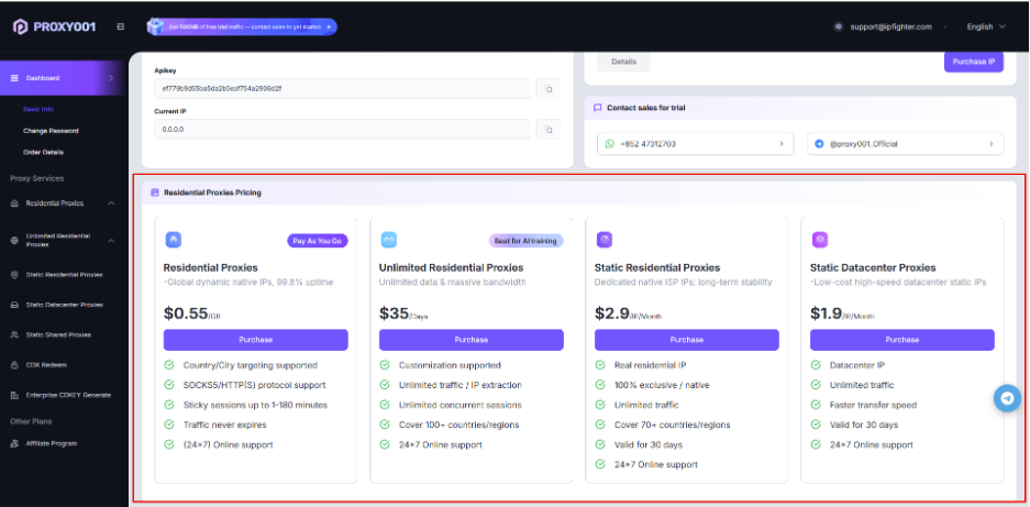 proxy001 review - purchase a proxy plan