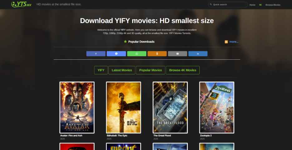 torrentgalaxy - yts homepage