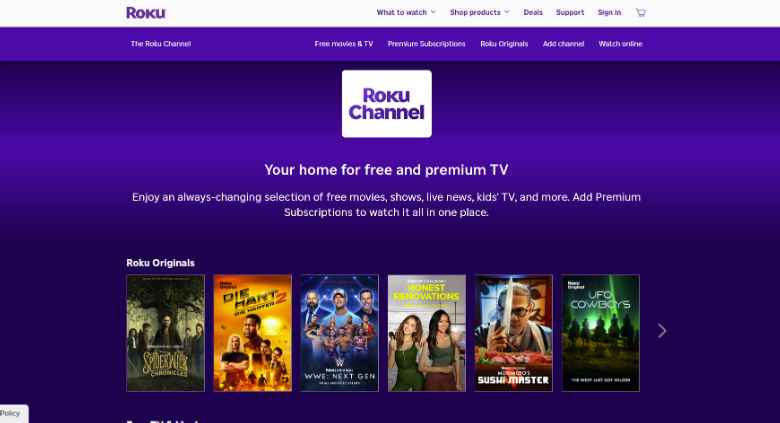 unblocked movies - the roku channel homepage