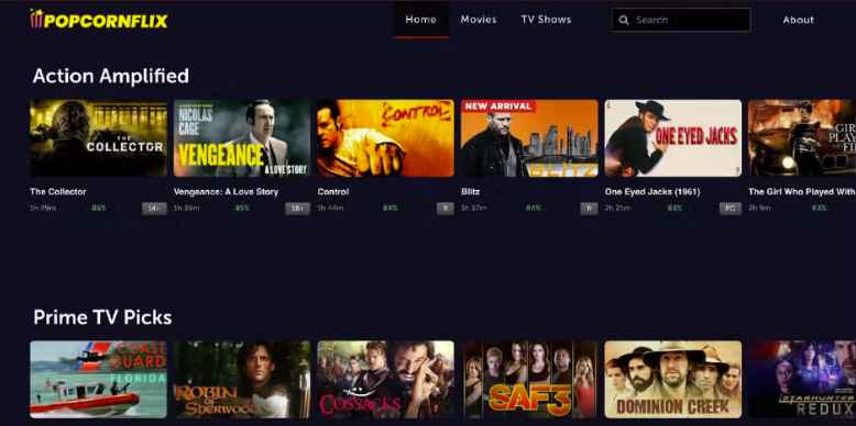 unblocked movies - popcornflix homepage