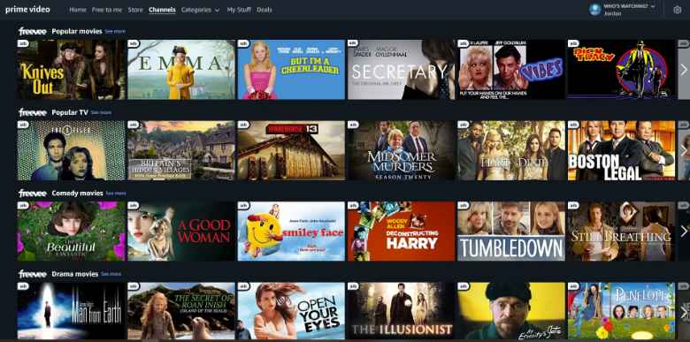 unblocked movies - amazon freevee homepage