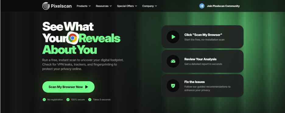pixelscan - homepage