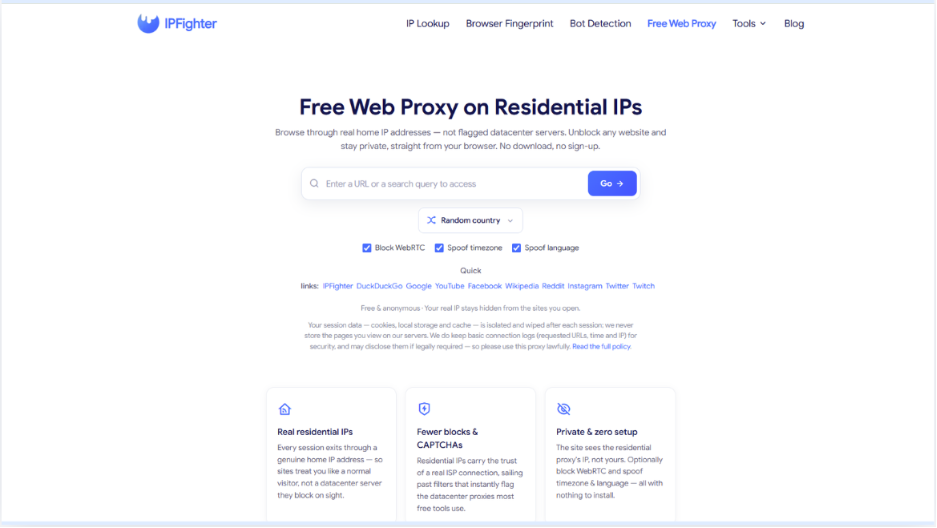 pixelscan - free web proxy tool on ipfighter