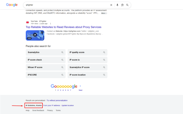 proxyempire review - check on the google search bar