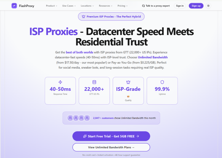best isp proxy providers - flashproxy homepage