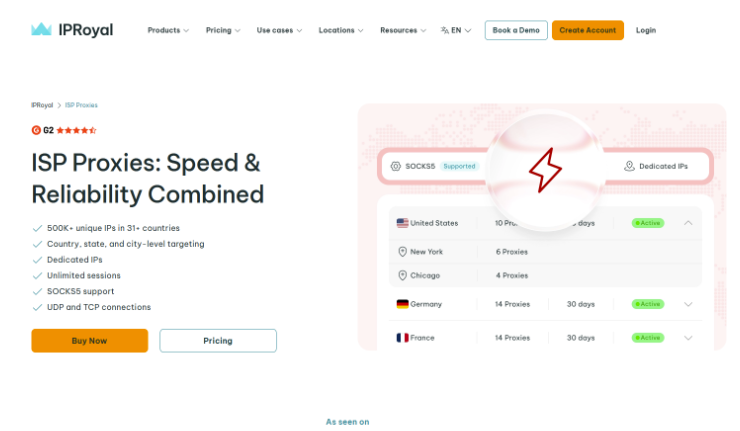 best isp proxy providers - iproyal homepage