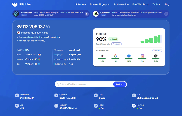 catproxies review - residential ip test results