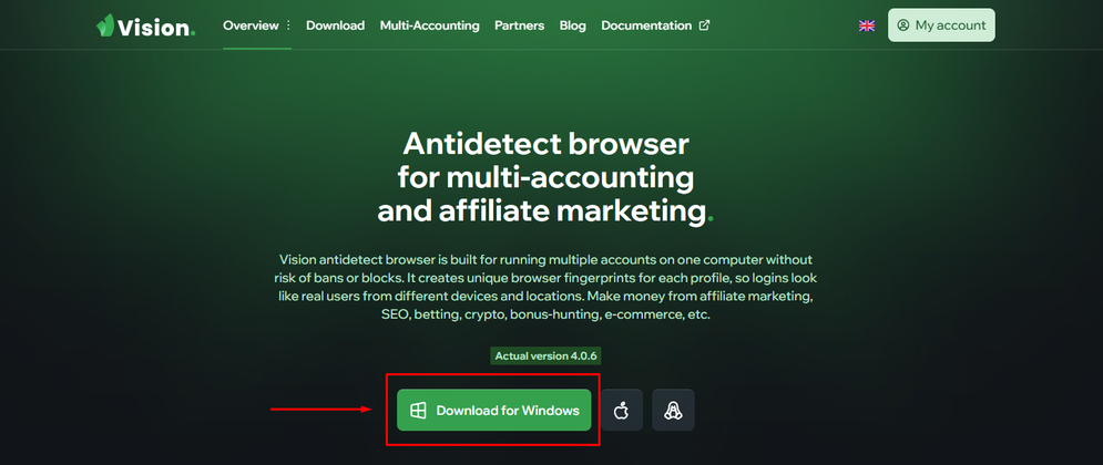 vision browser review - register and install