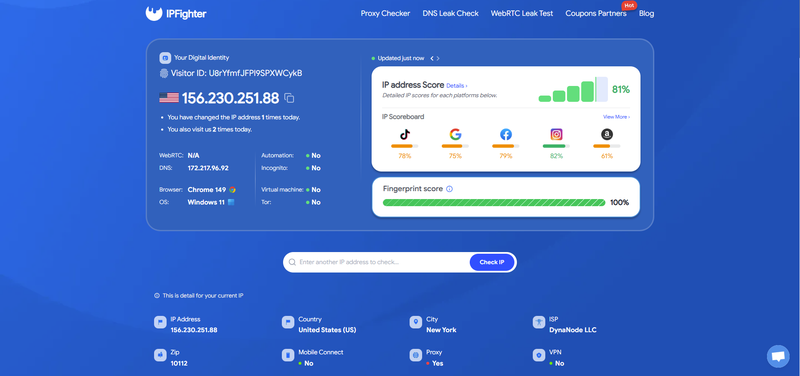 datacenter proxy - check ip on ipfighter