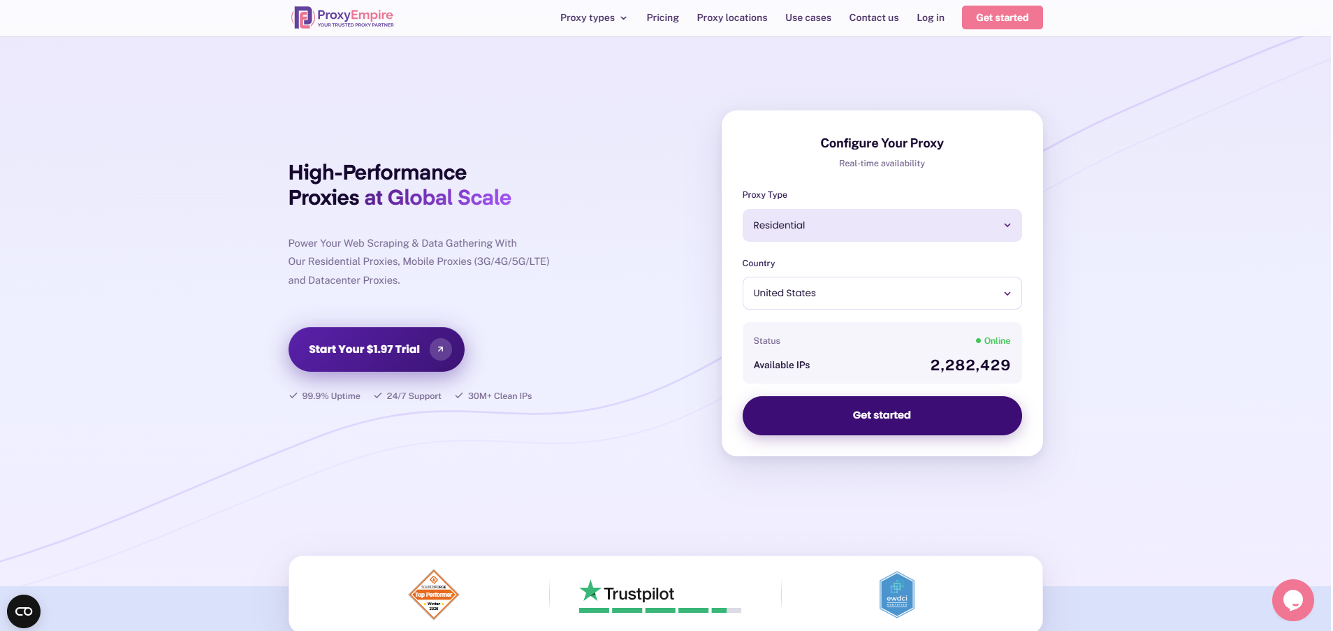 dedicated proxy - proxyempire homepage
