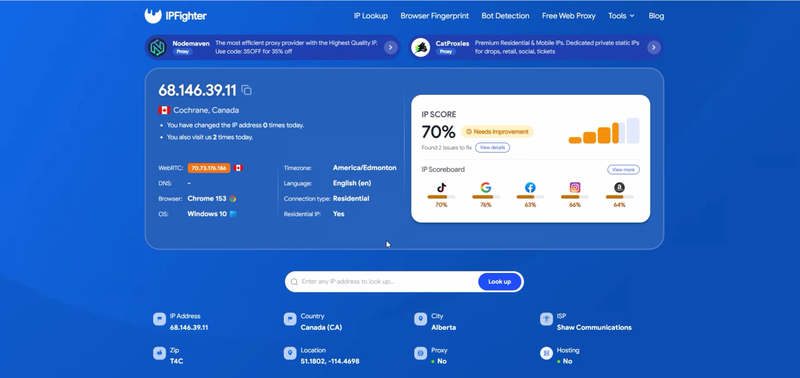 proxywing review - ip check results